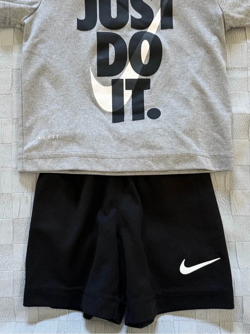 Nike Gray & Black 'Just Do It' Short Sleeve Top and Shorts Set